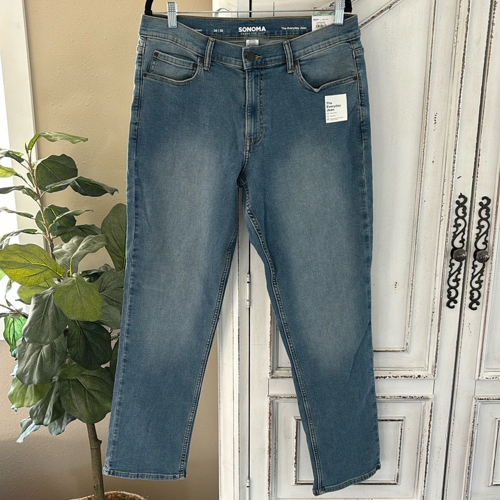 NWT Sonoma The Everyday Jean Relaxed Fit Stretch Medium Wash Women’s Size 34x32
